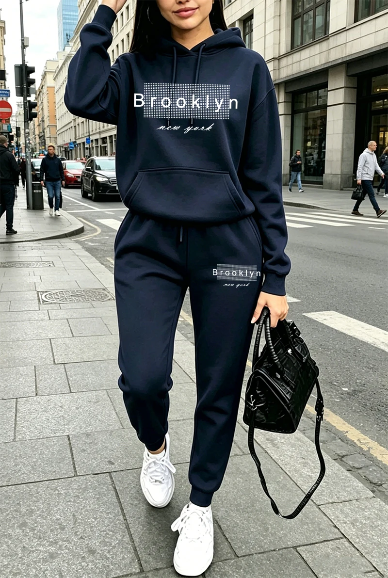Winter Clothing For Women - بدلة رياضية نسائية مطبوعة، هودي كاجوال،