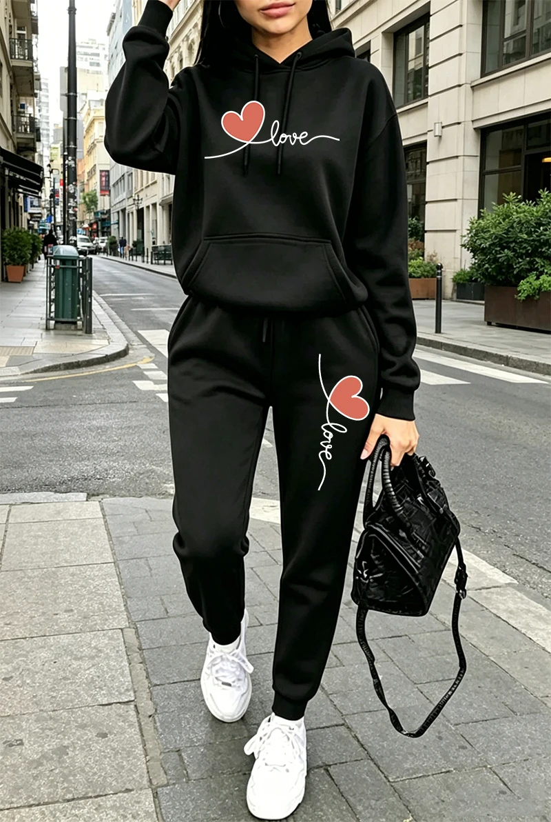 Winter Clothing For Women - بدلة رياضية نسائية مطبوعة بأكمام طويلة